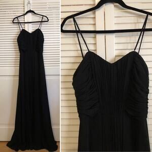 Watters & Watters Black Chiffon Floral Length Maxi Dress